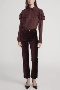 FRAME | The Silk Cape Blouse - Cabernet