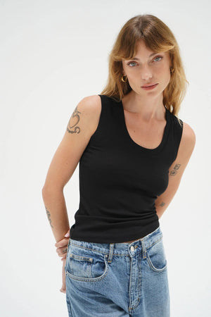 LNA | Deep U Ribbed Tank - Black