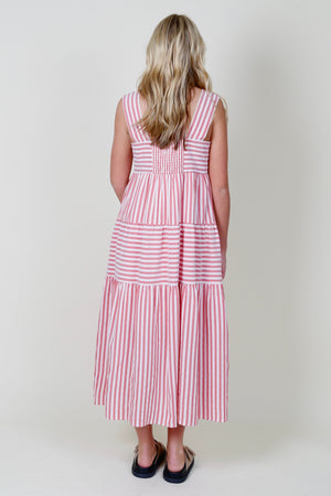 AUREUM | Striped Midi Dress - Red