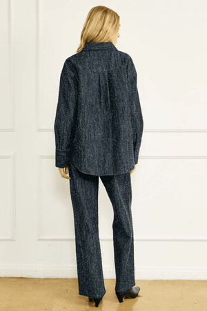 LINE & DOT | Nika Pebbled Denim Pants - Indigo