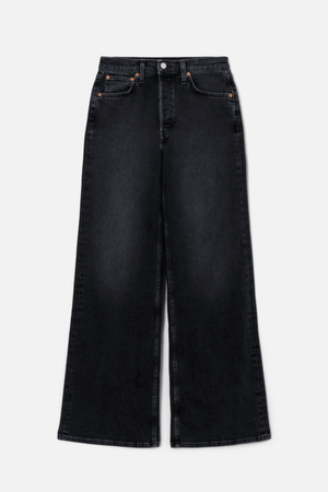 RE/DONE | High Rise Wide Leg - Washed Noir