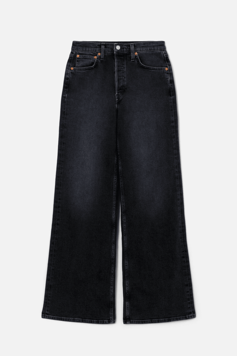 RE/DONE | High Rise Wide Leg - Washed Noir