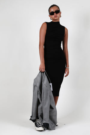 ENZA COSTA | Silk Knit Sleeveless Twist Midi - Black