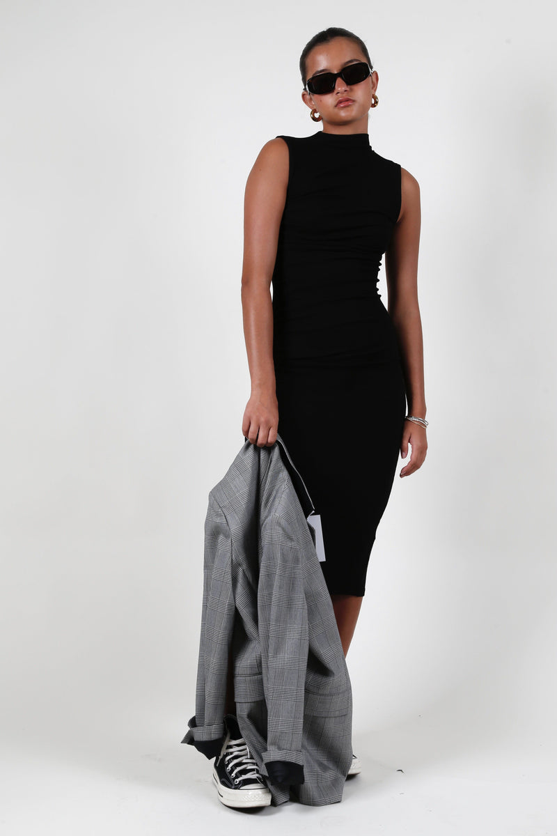 ENZA COSTA | Silk Knit Sleeveless Twist Midi - Black
