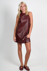 LUCY PARIS | Onyx Faux Leather Dress - Burgundy