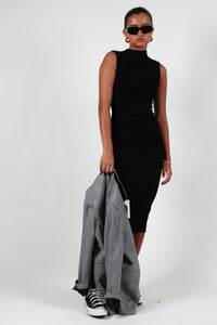 ENZA COSTA | Silk Knit Sleeveless Twist Midi - Black