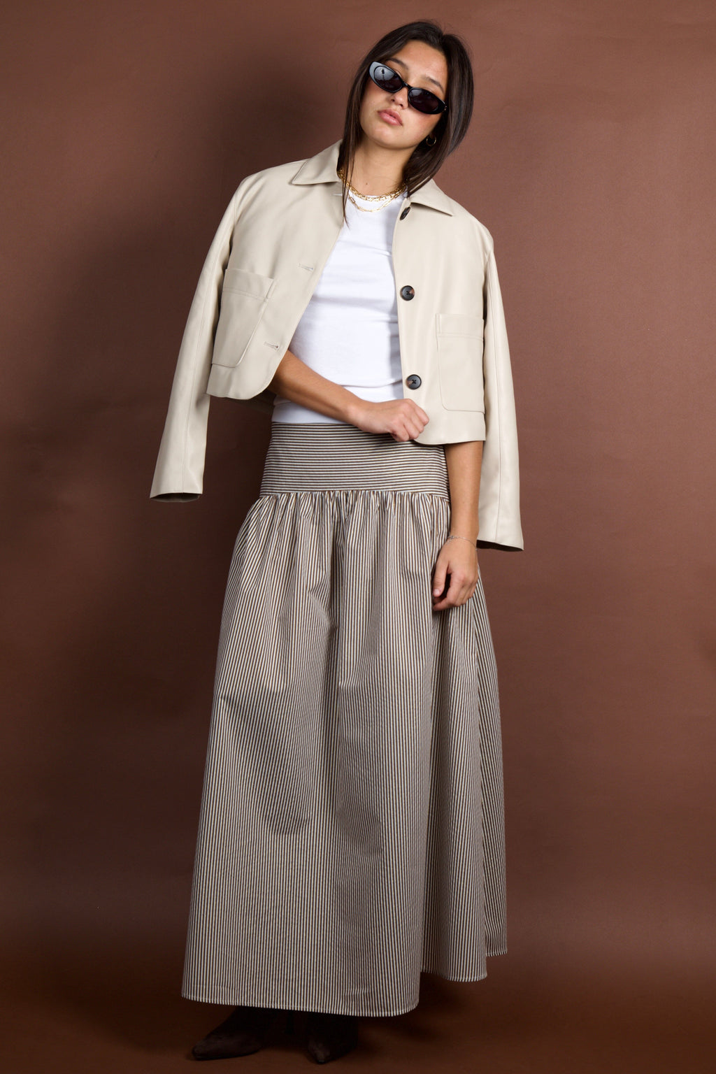 SUNDAYS | Stripe Celeste Skirt - Umber