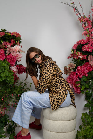 SIMON MILLER | Loch Stripped Poplin Button Up - Leopard