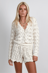 GENERATION LOVE | Blake Crystal Pointelle Cardigan - Natural