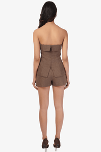 CAMI NYC | London Strapless Top - Fawn Plaid