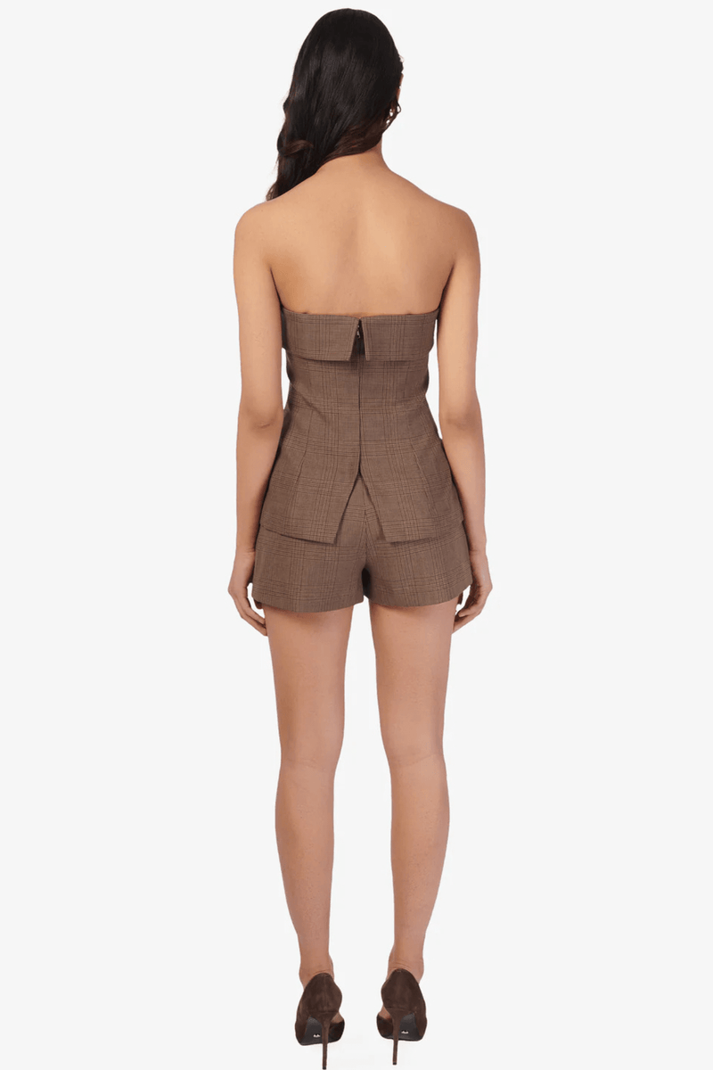 CAMI NYC | London Strapless Top - Fawn Plaid