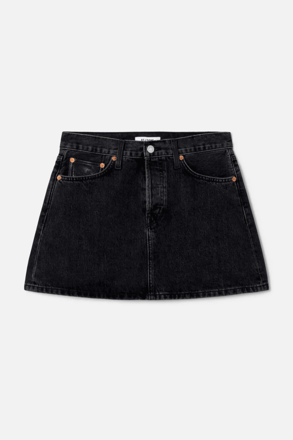 RE/DONE | Aline Classic Skirt - Black to Black Leather