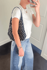 BACK IN STOCK | Studded Cross-Body Bucket Bag - Black