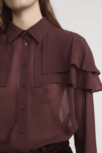 FRAME | The Silk Cape Blouse - Cabernet
