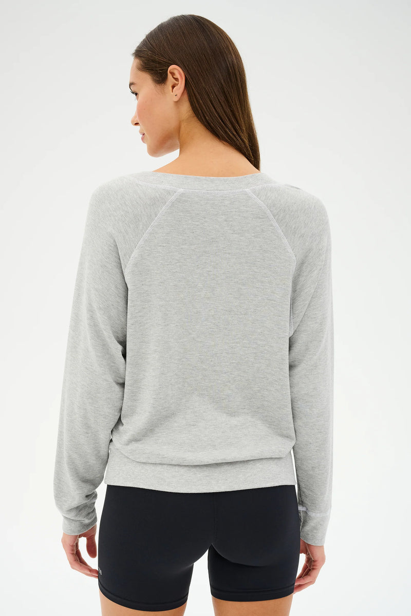 SPLITS59 | Bennie Fleece V Neck Sweatshirt - Heather Grey