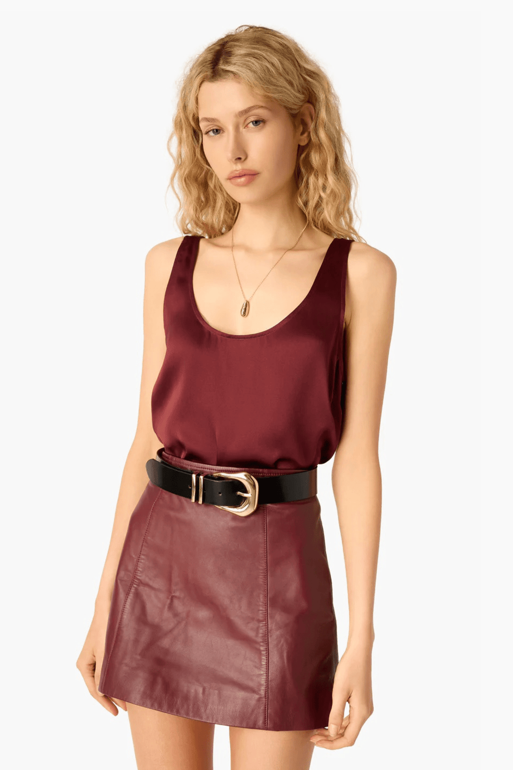 CAMI NYC | Cillian Genuine Leather Mini Skirt - Syrah