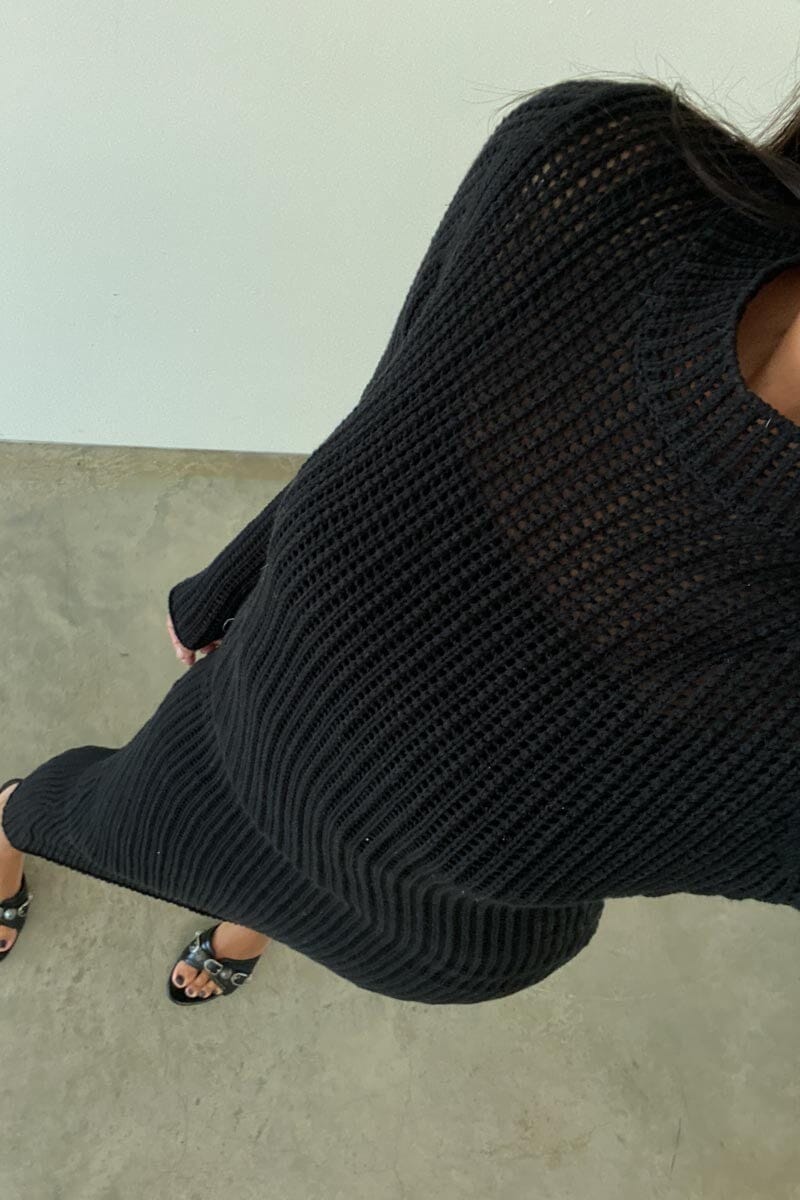 Crotchet This Way Dress - Black