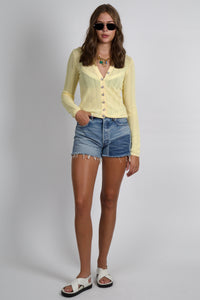 GENERATION LOVE | Megan Pointelle Cardigan - Pale Yellow