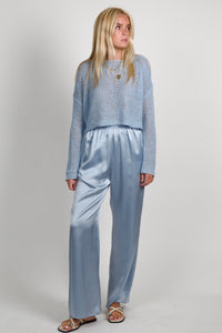 ENZA COSTA | Linen Open Knit Bateau Sweater - Sky