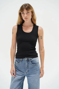 LNA | Deep U Ribbed Tank - Black