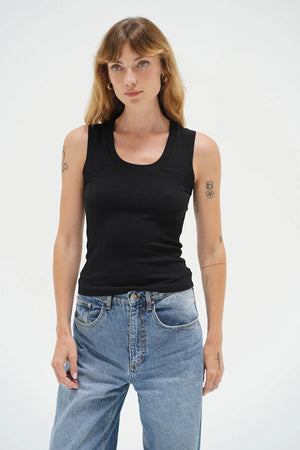 LNA | Deep U Ribbed Tank - Black