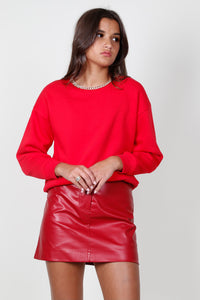 AUREUM | Vegan Leather Skirt - Red