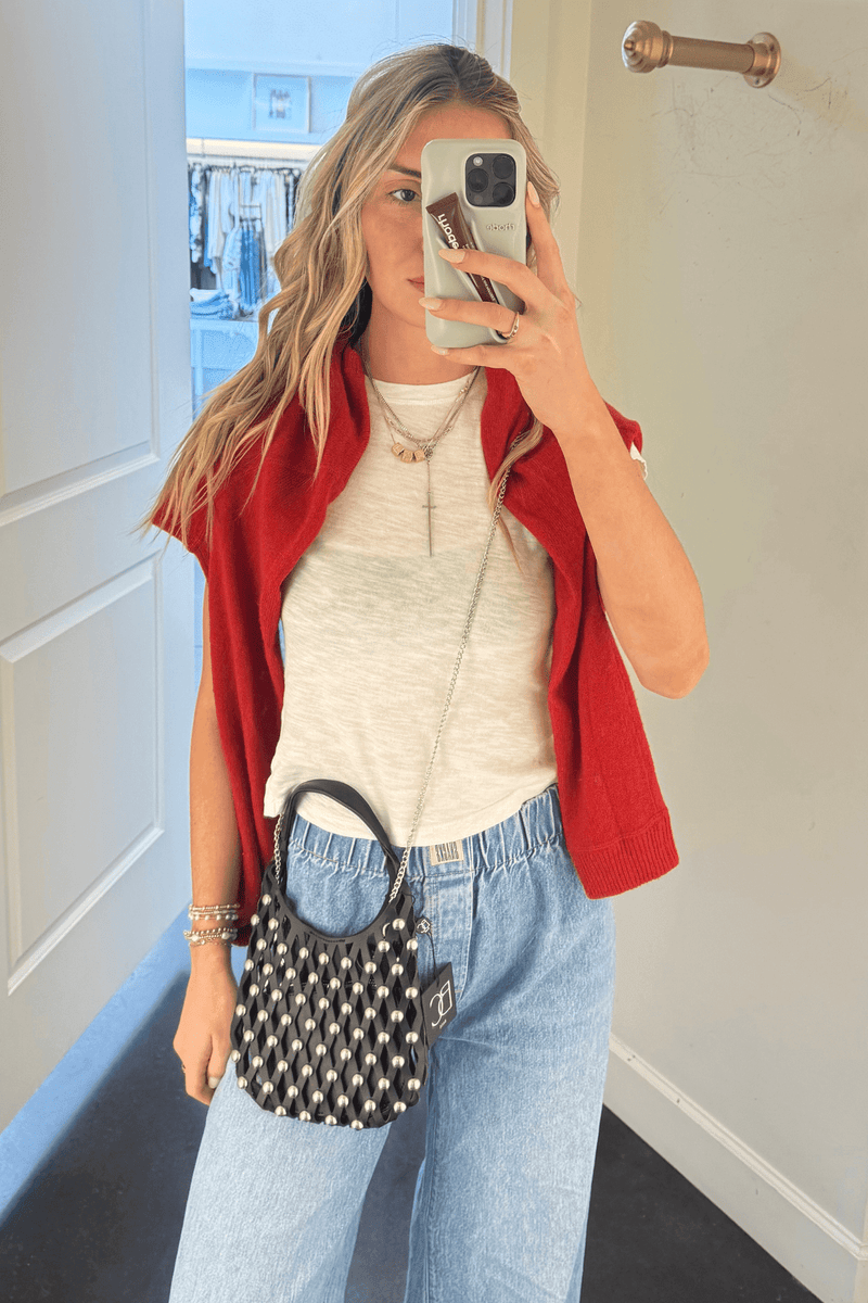 BACK IN STOCK | Studded Crossbody Bucket Bag - Black