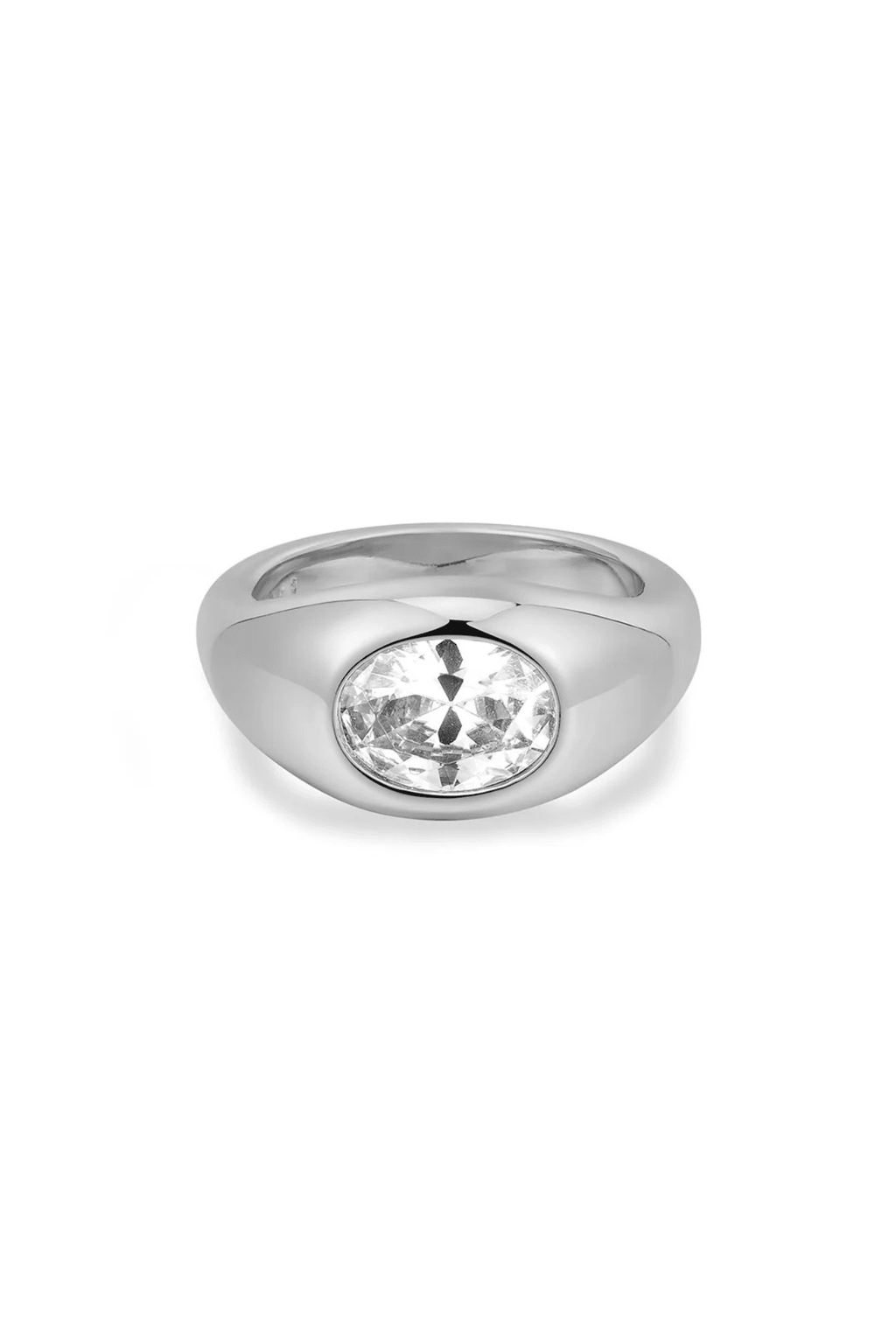 LUV AJ | The Oval Orbit Bezel Ring - Silver