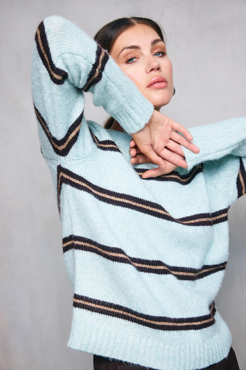 LINE & DOT | Dax Stripe Sweater - Sea Foam