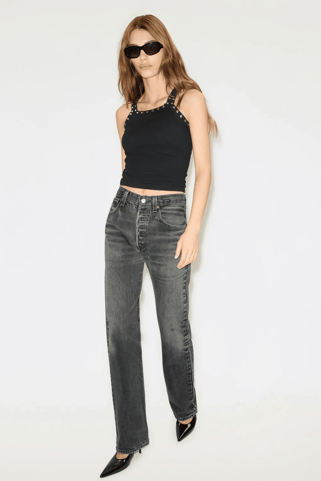 RE/DONE | Studded Ribbed Tank - Black