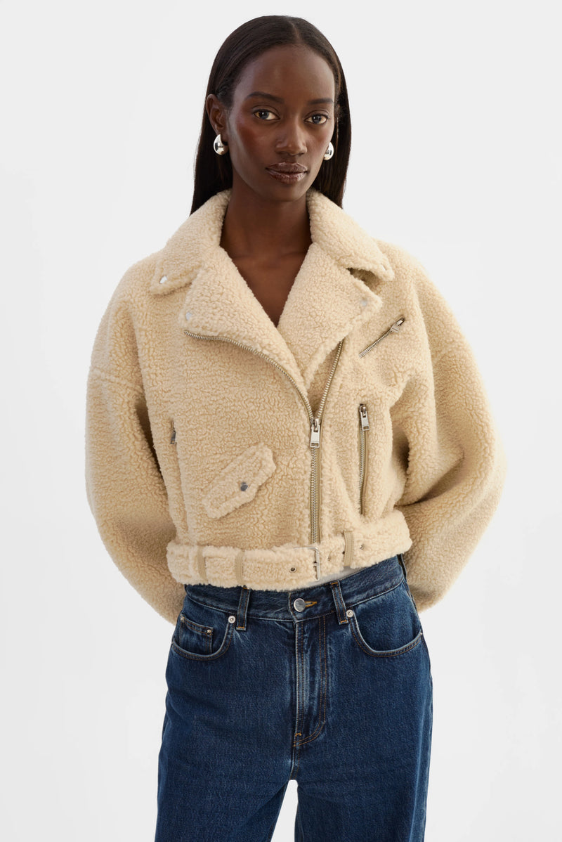 LAMARQUE | Sherpa Biker Jacket - Beige