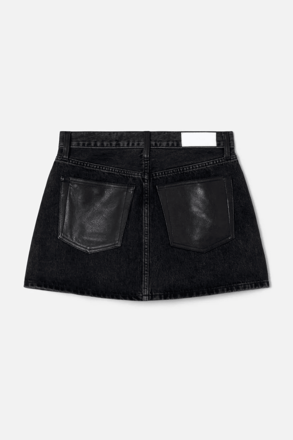 RE/DONE | Aline Classic Skirt - Black to Black Leather