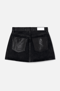 RE/DONE | Aline Classic Skirt - Black to Black Leather