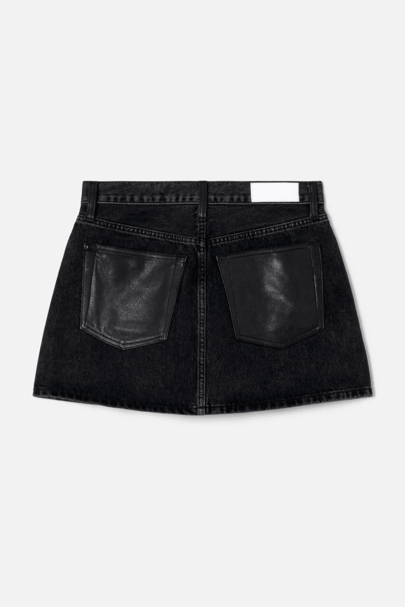 RE/DONE | Aline Classic Skirt - Black to Black Leather