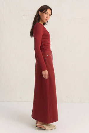 MON RENN | Oxide Denim Skirt - Wine