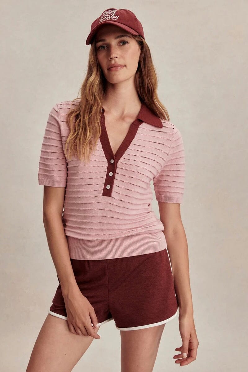 VARLEY | Wren Knit Polo - Zephyr Mauve/Port – Scarlet Clothing