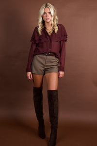 FRAME | The Silk Cape Blouse - Cabernet