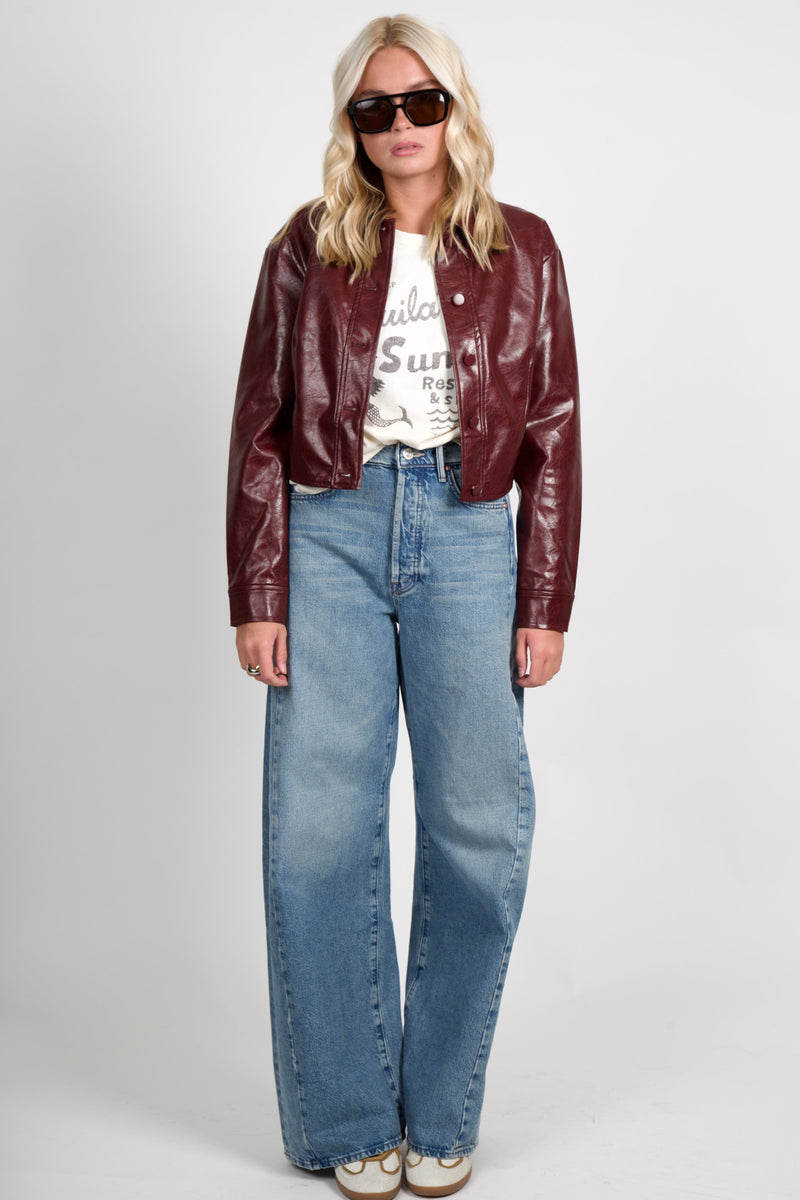 LUCY PARIS | Caleb Faux Leather Jacket - Burgundy