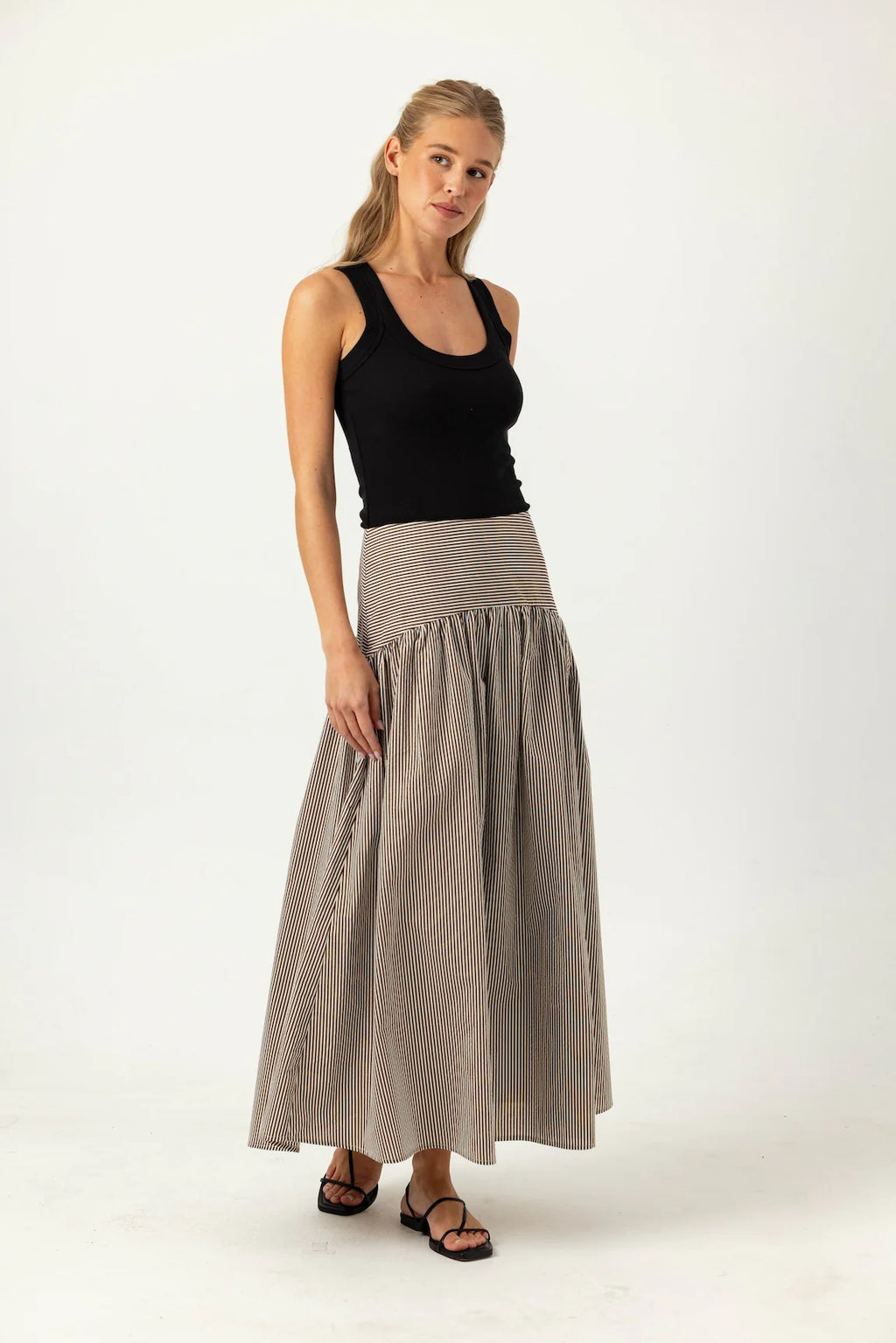 SUNDAYS | Stripe Celeste Skirt - Umber