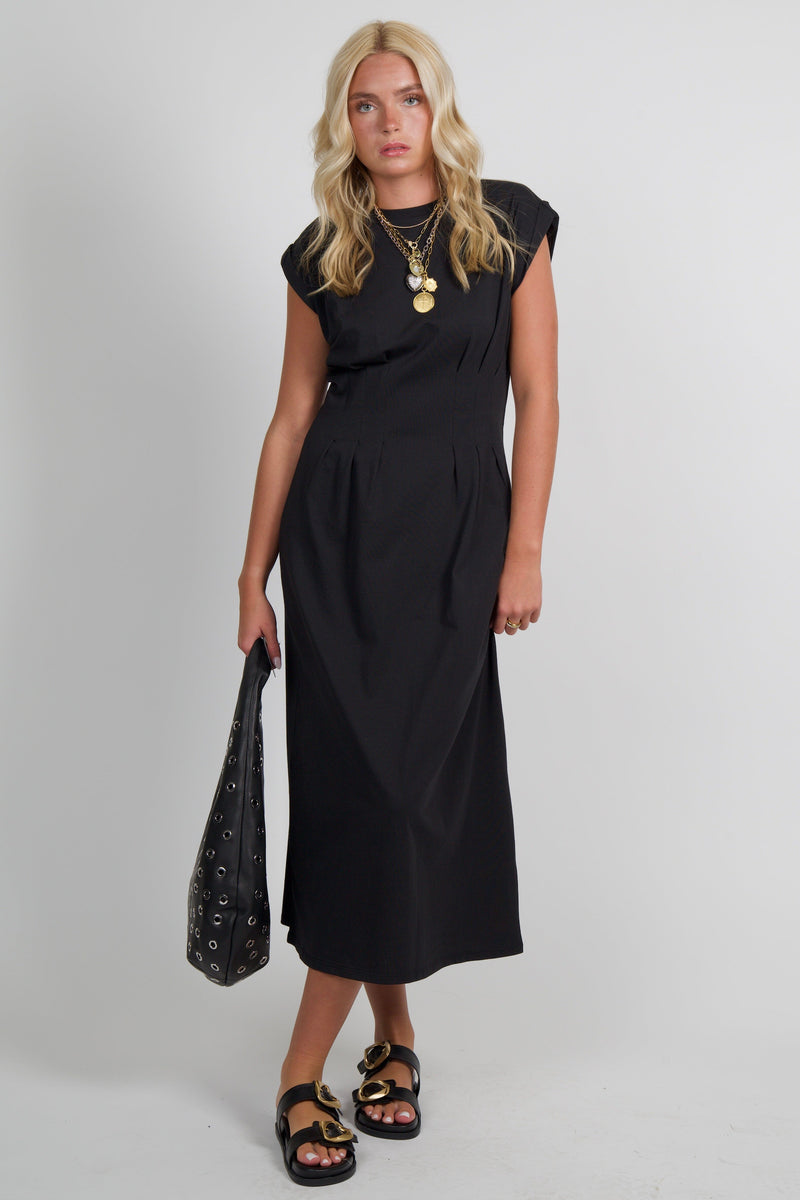 FRAME | The Jersey Nipped Dress - Black