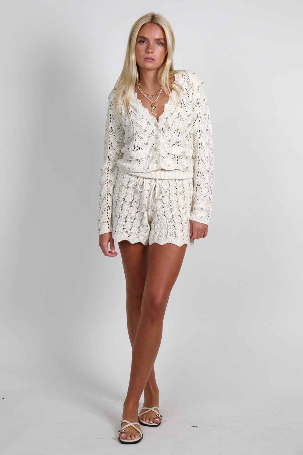 GENERATION LOVE | Joe Crystal Pointelle Shorts - Natural