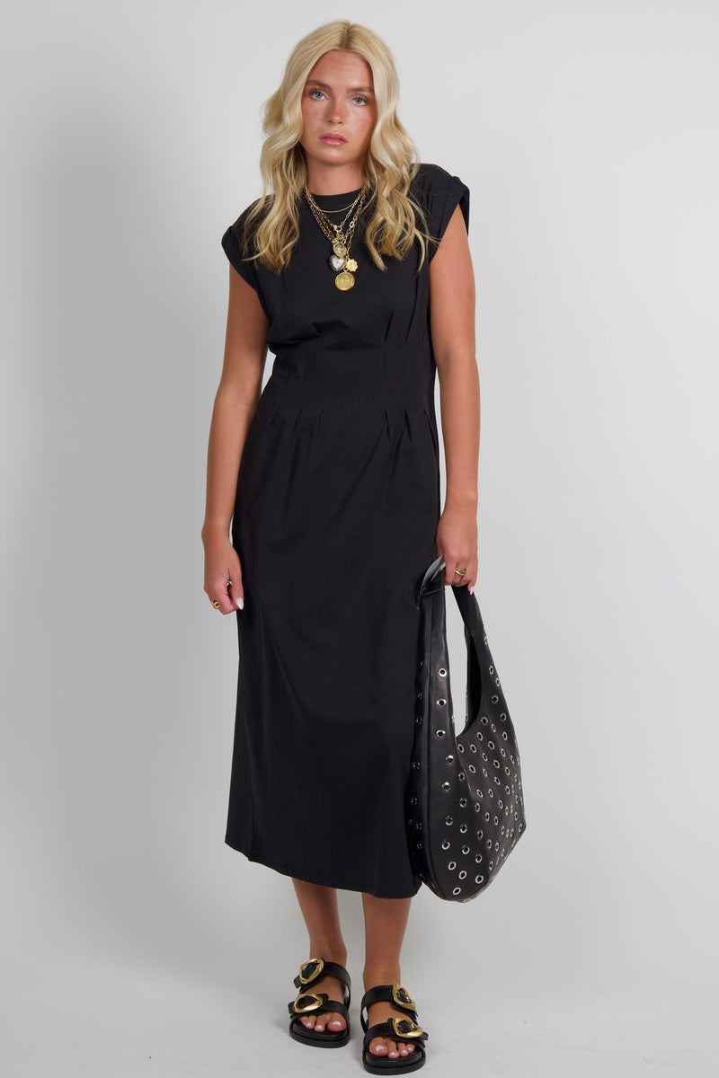 FRAME | The Jersey Nipped Dress - Black