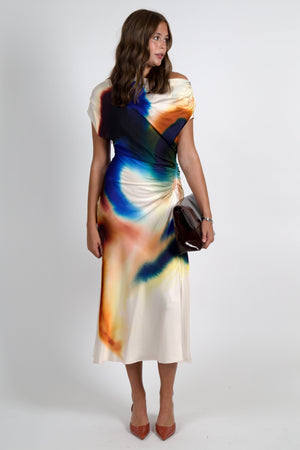 A.L.C. | Penny Satin Midi Dress - Lapis Multi