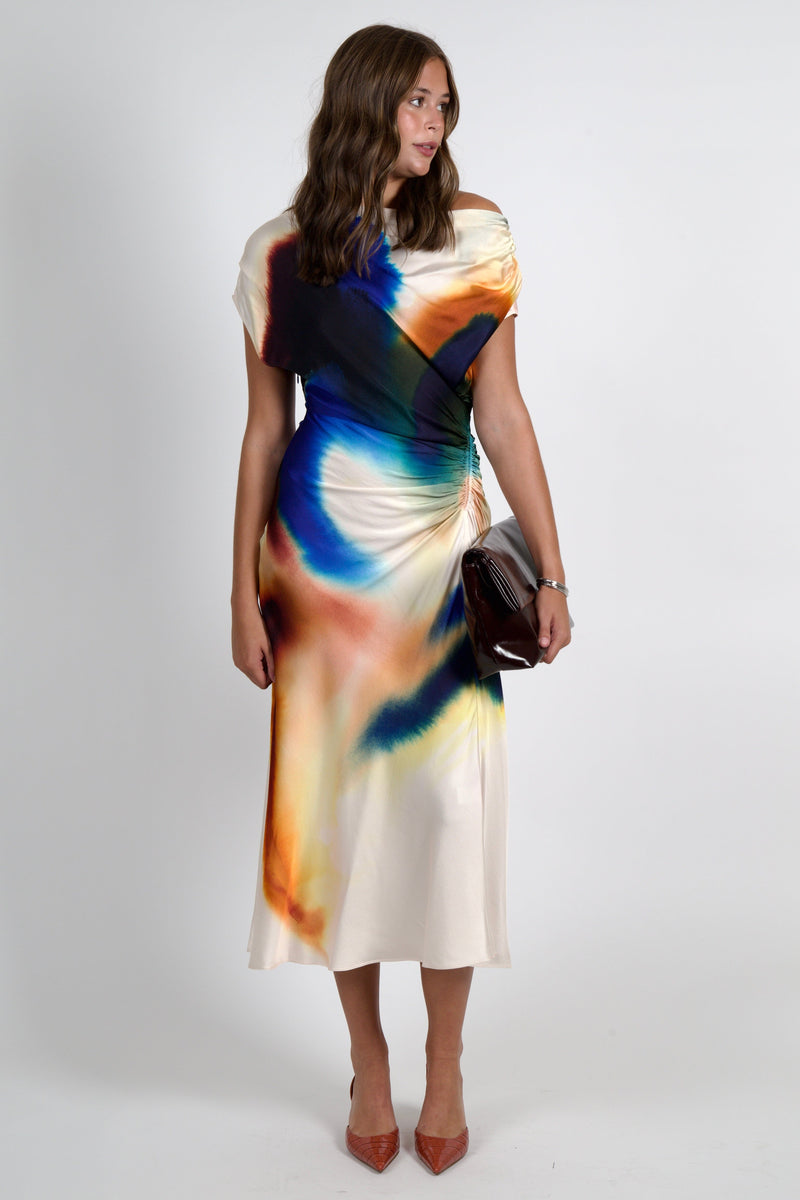 A.L.C. | Penny Satin Midi Dress - Lapis Multi