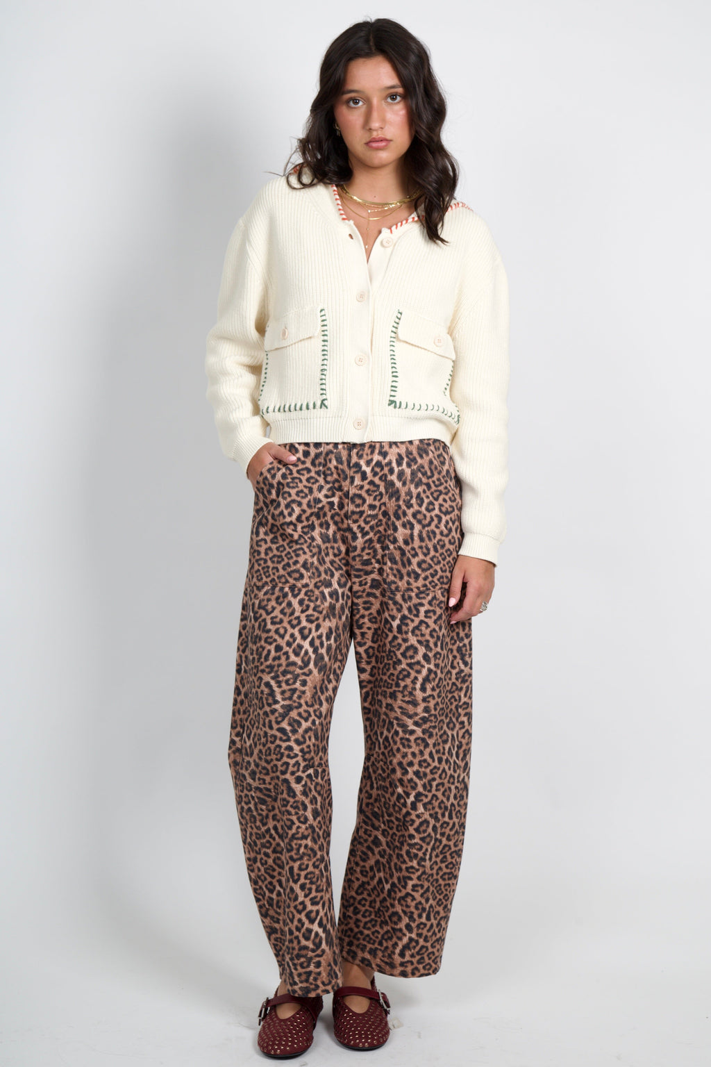 Color Stitch Cardigan - Cream