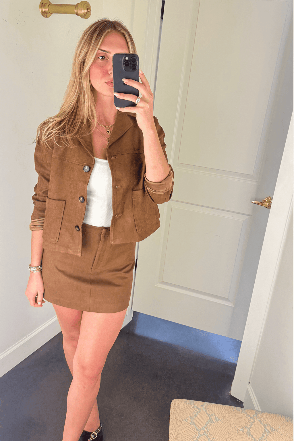 LUCY PARIS | Brent Faux Suede Jacket - Toffee