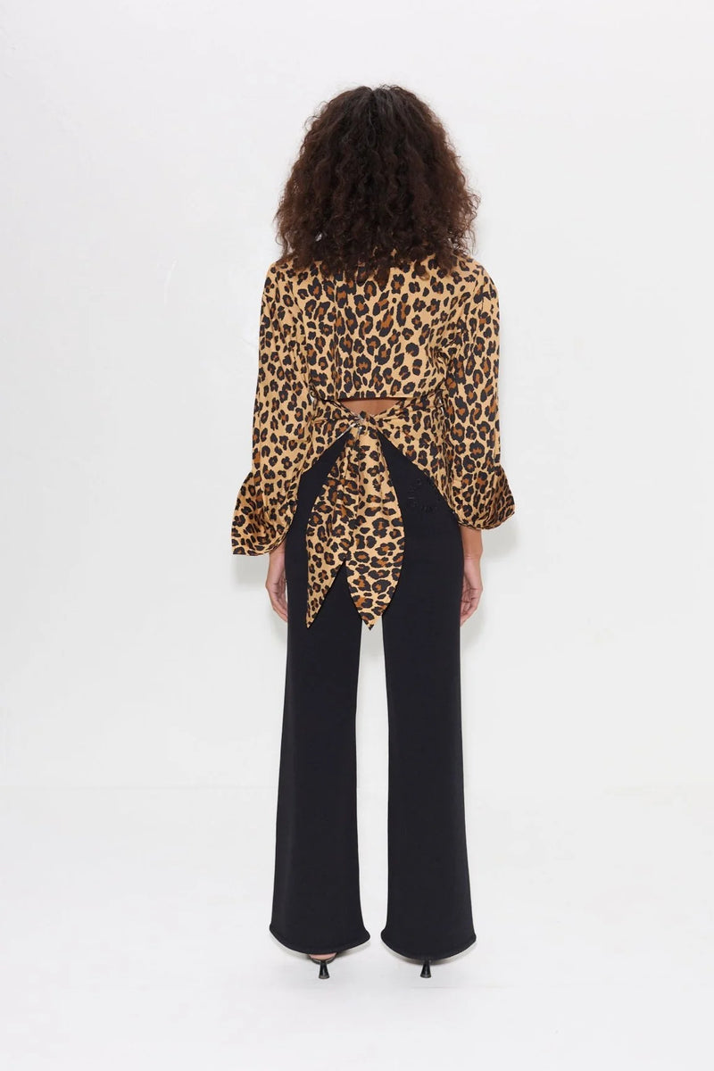 SIMON MILLER | Loch Stripped Poplin Button Up - Leopard