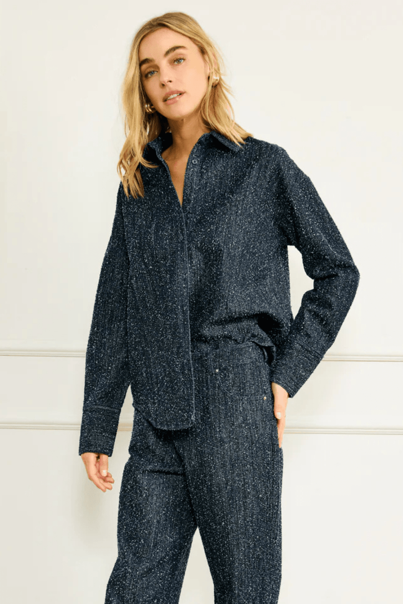 LINE & DOT | Nikki Pebbled Denim Shirt - Indigo