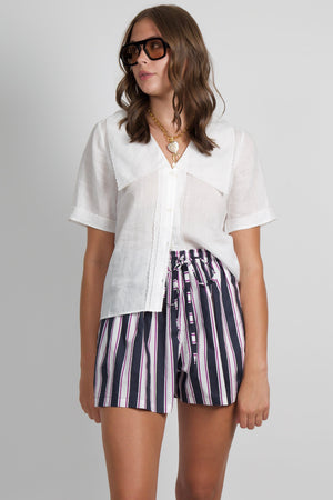 FRAME | The Scallop Sailor Blouse - White