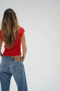 LNA | Millie Cap Sleeve Sweater - Red